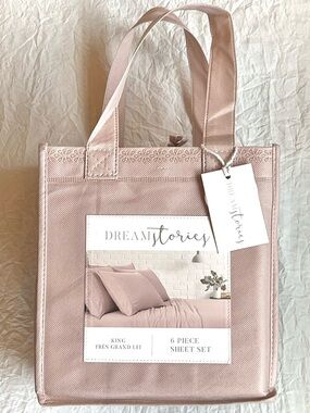 💕NWT King - Dream Stories - Pink Peony 6-Piece Sheet Set - Soft Cotton Feel